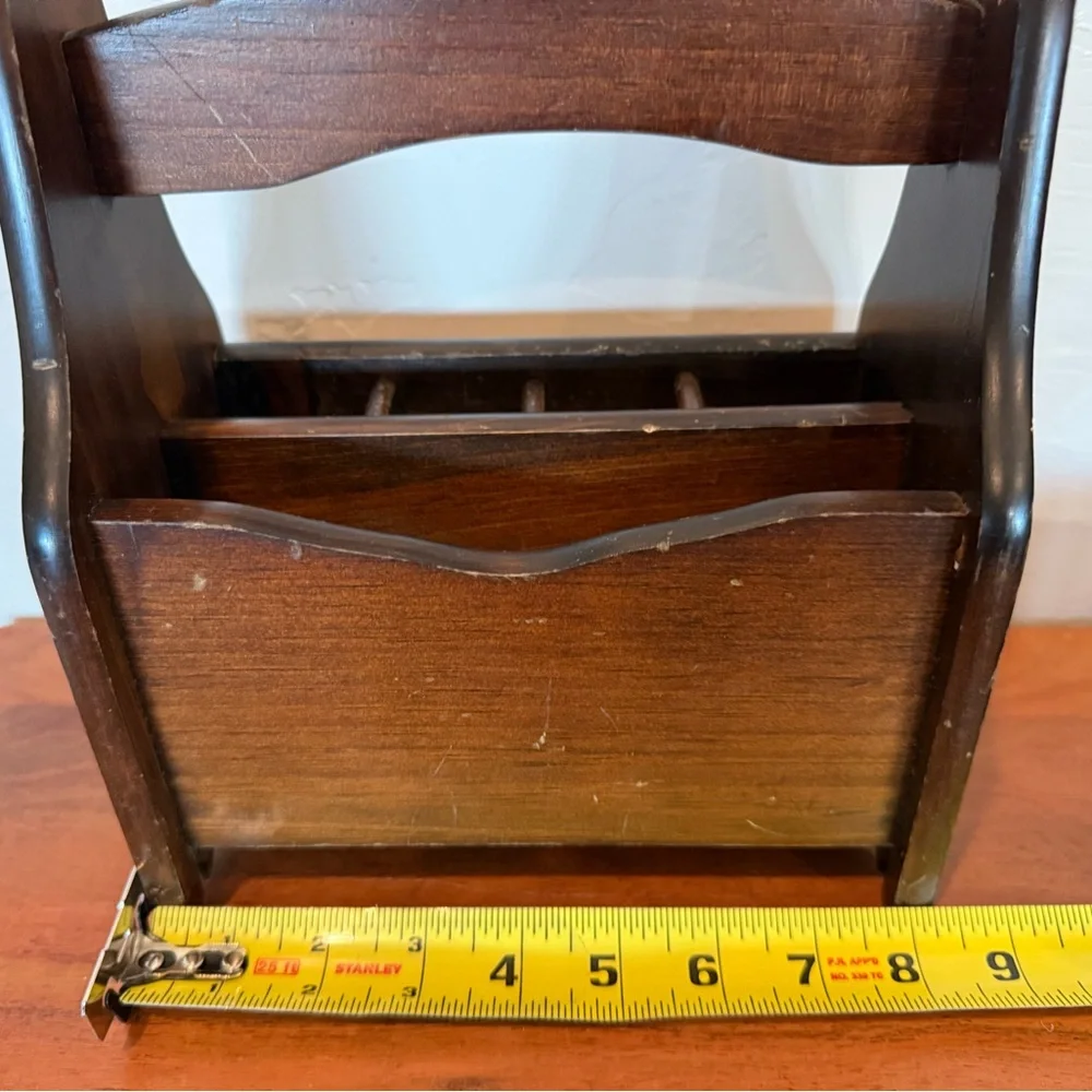 Vintage Black Wooden Magazine Rack farmhouse utensils or remote controls‎ holder